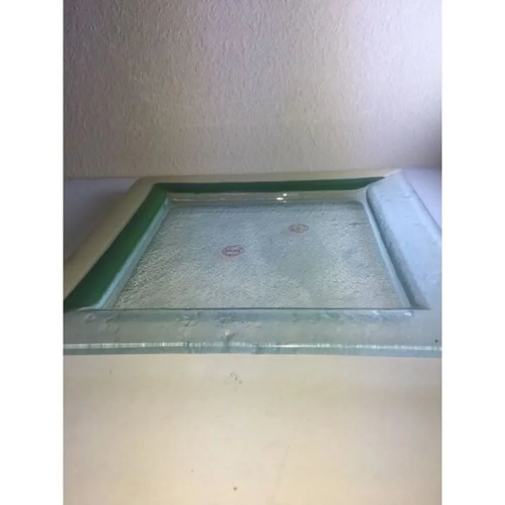 Turkish handmade Turgla square glass‎ decorative serving platter dish